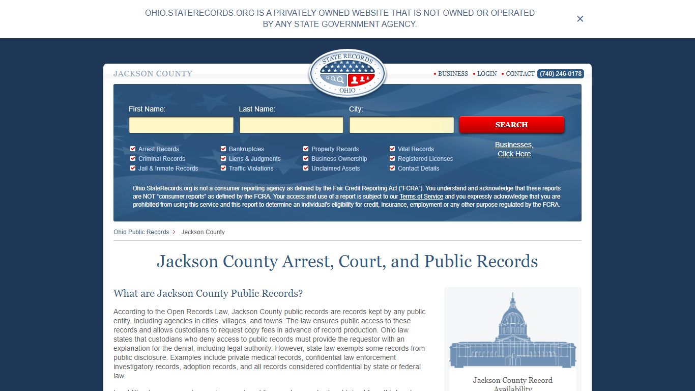 Jackson County Arrest, Court, and Public Records